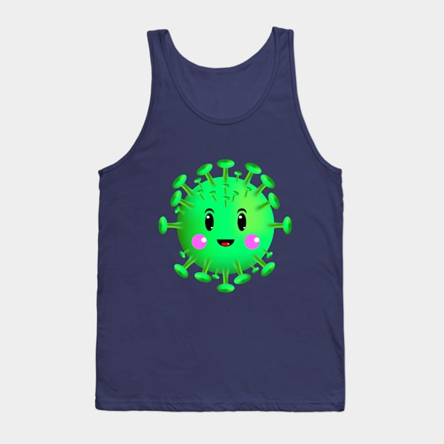 corona virus cute green 3d Tank Top by wari93